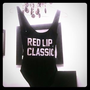 One piece black bathing suit (Bachelorette party)